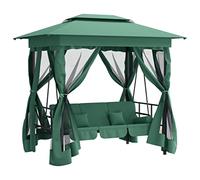vidaXL Pavillon de jardin 363327 avec banc à bascule convertible vert tissu acier