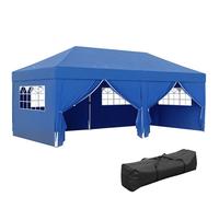 Outsunny Tonnelle de jardin exterieur tonnelle pliante 3 x 6 m pop-up avec 6 parois latšŠrales, trous de drainage, sac de transport inclus, barnum pliant pour camping festival mariage, bleu