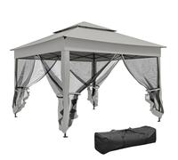 Tonnelle de jardin extérieur - Outsunny - pop-up barnum pliant imperméabilisé anti-UV moustiquaires - métal - 3x3m - gris