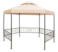 Tonnelle de jardin hexagonale, beige, 323 x 265 cm, toit en polyester imperméable, cadre en acier revêtu par pulvérisation, idéale pour les événements en plein air