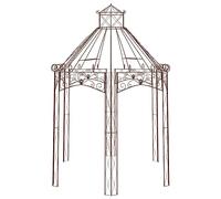 Tonnelle de jardin marron vieilli 400 x 258 x 378 cm en fer forgé | Structure pour plantes grimpantes, pergola pour roses vintage, design arqué, ombre pour extérieur