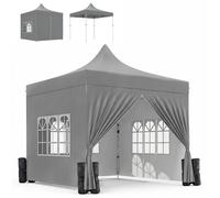 Tonnelle de jardin - Outsunny - 4 sacs de lestage et 4 parois latérales amovibles - tissu Oxford - 290 x 290 x 325 cm - gris