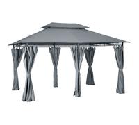 Outsunny Tonnelle barnum pavillon de jardin style colonial double toit toiles latérales amovibles 3L x 4l x 2,8H m gris