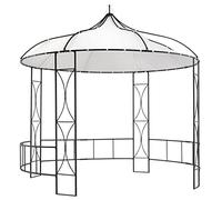 Tonnelle de jardin, pavillon de terrasse, pergola, pavillon de jardin rond, structure en acier stable 300 x 290 cm, blanc rond.