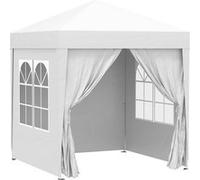 Outsunny Tonnelle de jardin extérieure 2 x 2 m, tonnelle pliante pop-up, réglable en hauteur, protection UV, cadre en acier, 4 côtés amovibles, pour camping, festival, plage, sac de transport, blanc