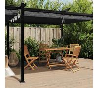 Tonnelle de terrasse en aluminium anthracite 3 x 6 m avec toit pare-soleil extensible, pergola robuste pour jardin, terrasse et cour, protection solaire rétractable en polyester avec revêtement PA
