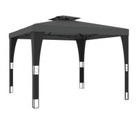Tonnelle double toit 2,98x2,98 m acier anthracite | Cadre en acier traité, toit de ventilation à deux couches, toit en pente en polyester, imperméable, résistant aux UV