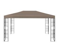 Tonnelle grise taupe 4 x 3 m avec structure en acier et toit en polyester | Coins renforcés, fermetures crochet et boucle, chevilles incluses, détails floraux, montage facile