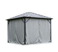 HOME DELUXE - Rideaux Pavillon solaire LED AZUR - Couleur gris - 100 % polyester - Résistant aux UV