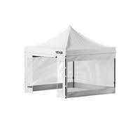 VEVOR Tonnelle Imperméable 3x3 m Tente Pop-up Jardin avec Parois Latérales Pavillon Terrasse Extérieure Abri Pliable Soleil Pluie Neige Résistant aux UV et Sac à Roulettes pour Fête Arrière-Cour Blanc