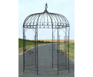 Tonnelle Joséphine Pergola Gloriette en Métal Marron Abris Kiosque de Jardin Octogonal 196x196x314cm