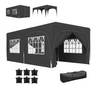 Tonnelle pliante 3 x 6m Pop Up - Outsunny - Hauteur ajustable - sac de transport et sacs de sable - gris foncé