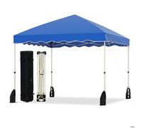Tonnelle Pliante 3X3M - RELAX4LIFE -3 Hauteurs Réglables - 4 Sacs de Sable - Sac à Roulettes - Auvent Ondulé - Marché Camping -Bleu