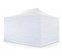 Tonnelle pliante 3x4,5 m acier Standard – profil hexagonal 40 mm, bâche 450 g/m², 4 parois latérales pleines, sac à roulettes - Blanc