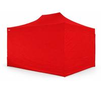 Tonnelle pliante 3x4,5 m ALU Standard – profil hexagonal 40 mm, bâche 450 g/m², 4 parois latérales pleines, sac à roulettes - Rouge