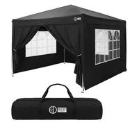 Tonnelle pliante - ECD Germany - Noir - 3x3 m - Imperméable et Réglable avec Parois latérales