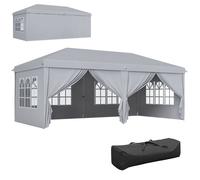 Tonnelle pliante - Outsunny - 4 parois latérales amovibles et 4 fenêtres - sac de transport inclus - 6 x 3 x 2,7 m - gris clair