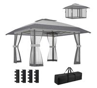 Tonnelle pliante - Outsunny - réglable en hauteur - protection UV30+ - montage facile - tissu polyester et métal - 4 x 4 m - gris