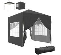Outsunny Tonnelle de Jardin 2,5 x 2,5 m Pop up Tente Pliante réglable en Hauteur Protection UV50+ tonnelle Pliante avec 4 parois latérales Sac de Transport Montage Facile Gris foncé