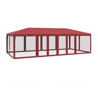 Tonnelle Pliante - Tente Barnum - pour Fête - avec 12parois latérales - en maille - rouge 8x4m PEHD L664