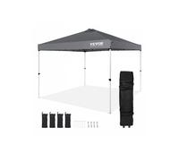Tonnelle Pop-up 304,8x304,8 cm Tonnelle Auvent Jardin Bâche Enduit Argenté PU 250D Sac à Roulettes Portable 4 Sacs Sable Abri Sola