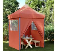 Tonnelle pop-up avec 4 panneaux latéraux, rouge terre cuite, tissu Oxford | Pliable, cadre en acier, fenêtre, fermeture éclair, moustiquaire, robuste, spacieuse, transportable