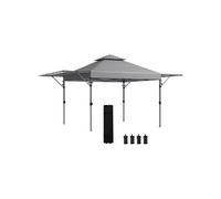 Outsunny Tonnelle pop-up jardin barnum Pliant 5 x 3 m, tissu oxford avec 2 parois ršŠglables, facile š€ monter, sac š€ transport š€ roulettes inclus gris