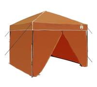 Tonnelle pop-up orange 243 x 243 x 251 cm en tissu avec cadre pré-monté, sac de transport, tendeurs et piquets pour un montage facile dans le jardin