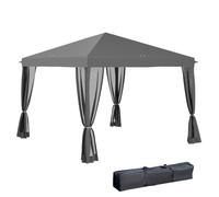 Tonnelle pop-up - Outsunny - barnum pliant style colonial 4 moustiquaires sac de transport - métal - 3x3m - gris