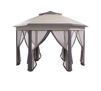 Tonnelle Pop Up Tonnelle de Jardin hexagonale escamotable, Tente réception, auvent à Double Toit, abri instantané avec Filet et Sac Transport(Light Grey)