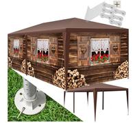 Tonnelle - TECTAKE - Pavillon ALMCHALET emboîtable, en polyéthylène et en acier 600 x 300 x 250 cm - Marron