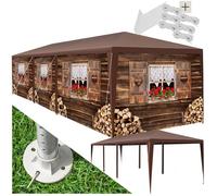 Tonnelle - TECTAKE - Pavillon ALMCHALET emboîtable, en polyéthylène et en acier 900 x 300 x 250 cm - Marron