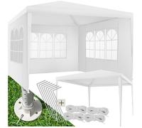Tonnelle - TECTAKE - Pavillon BARINAS emboîtable, en polyéthylène et en acier 300 x 300 x 250 cm - Blanc