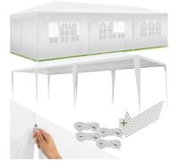 Pavillon 9x3m avec 8 faces latérales amovibles imperméable blanc
