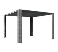 vidaXL Pavillon avec toit Poly Rattan résine tressée 300x300x220 cm Gris/Anthracite