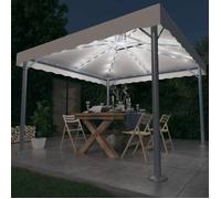 vidaXL Pavillon 3070342 avec guirlande lumineuse LED 300x300 cm Aluminium blanc crème
