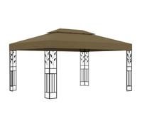 vidaXL Pavillon avec double toit 3x4 m Taupe 180 g/m² Résistant à l'eau