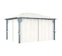 vidaXL Pavillon 400 x 300 cm – Aluminium – Rideaux inclus – Crème – Protection UV