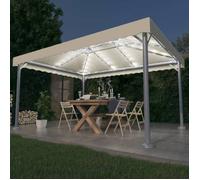 vidaXL Pavillon avec guirlande lumineuse LED 400x300 cm blanc crème Aluminium