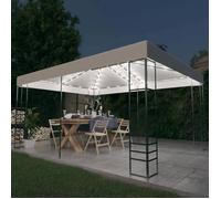 vidaXL Pavillon avec guirlande lumineuse LED 4x3x2,7 m Blanc – Résistant à l'eau