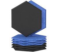 TONOR Lot de 12 Panneau Acoustique Mural Autocollante, 30 x 26 x 1cm Panneaux muraux 3D Acoustique à Haute Densité, Mousse Acoustique Hexagonal Isolant Phonique pour Studio/Bureau/Chambre, Noir/Bleu