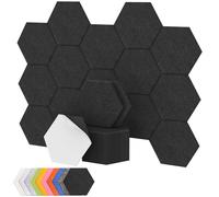 TONOR Lot de 18 Panneau Acoustique Mural Autocollante, 30 x 26 x 1cm Panneaux muraux 3D Acoustique à Haute Densité, Mousse Acoustique Hexagonal Isolant Phonique pour Studio,/Bureau/Chambre/Salon, Noir