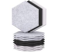 TONOR Lot de 18 Panneau Acoustique Mural Autocollante, 30 x 26 x 1cm Panneaux muraux 3D Acoustique à Haute Densité, Mousse Acoustique Hexagonal Isolant Phonique pour Studio/Bureau, Noir/Blanc/Gris