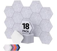 TONOR Lot de 18 Panneau Acoustique Mural Autocollante, 30 x 26 x 1cm Panneaux muraux 3D Acoustique à Haute Densité, Mousse Acoustique Hexagonal Isolant Phonique pour Studio/Bureau/Chambre/Salon, Gris