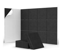 TONOR Lot de 18 Panneau Acoustique Mural Autocollante, 30 x 30 x 0,9cm Panneau Acoustique à Haute Densité, Mousse Acoustique Isolant Phonique pour Studio, Bureau, Chambre, Salon, Noir