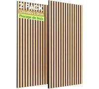 TONOR Lot de 2 Panneau Acoustique en Placage de Bois, 120x60x1,9 cm, Dalle Murale Autocollante, Absorption de L'écho, Mousse Décoratif en 3D, Panneaux Insonorisants pour le Salon, le Bureau, Chêne