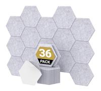 TONOR Lot de 36 Panneau Acoustique Mural Autocollante, 30 x 26 x 1cm Panneaux muraux 3D Acoustique à Haute Densité, Mousse Acoustique Hexagonal Isolant Phonique pour Studio/Bureau/Chambre/Salon, Gris