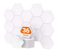 TONOR Lot de 36 Panneau Acoustique Mural Autocollante, 30 x 26 x 1cm Panneaux muraux 3D Acoustique à Haute Densité, Mousse Acoustique Hexagonal Isolant Phonique pour Studio/Bureau/Chambre/Salon, Blanc