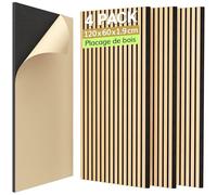 TONOR Lot de 4 Panneau Acoustique en Placage de Bois, 120x60x1,9 cm, Dalle Murale Autocollante, Absorption de L'écho, Mousse Décoratif en 3D, Panneaux Insonorisants pour le Salon, le Bureau, Chêne