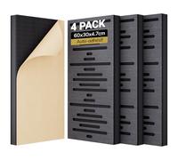 TONOR Lot de 4 Panneau Acoustique Mural, Mousse Panneau Acoustique Bois, Insonorisation Panneau Mural Mousse Anti Bruit pour Isolation Phonique pour Home, Studio, 60x30x4,7cm, Noir
